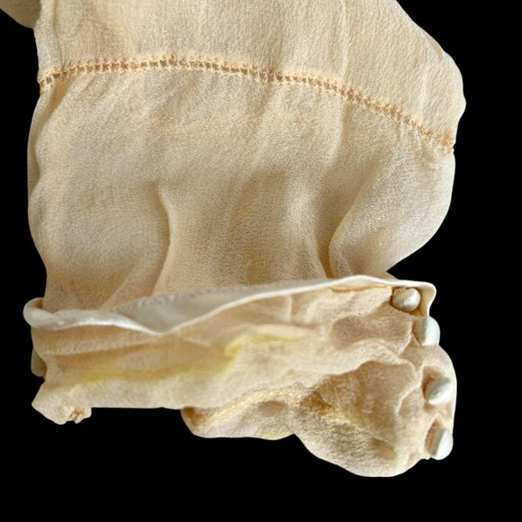 Antique Edwardian Silk Chiffon Embroidered Shirtwaist Blouse - Picture 11 of 12